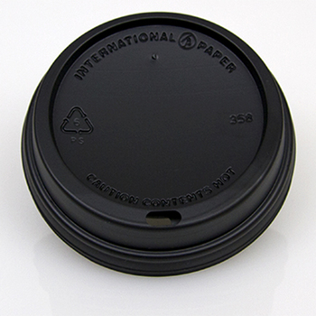 International Paper Dome Lid for 10-24 oz Hot Cups. Black. 1200 count.