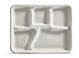 A Picture of product 241-443 5 Compartment Cafeteria Tray, Molded Fiber. 8.25" x 10.375" x 1". 500/Case.