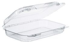 StayLock® Medium Oblong Hinged Lid Containers with Shallow Domes. 9.4 X 6.8 X 2.1 in. Clear. 250 count.