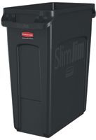 Rubbermaid Slim Jim® Container with Venting Channels. 16 Gal. 22.0 X 11.0 X 25.0 in. Black.