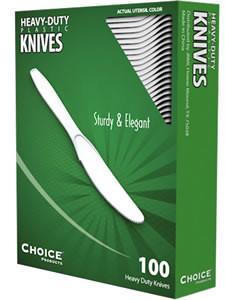 Heavy Weight Polystyrene Knives, Retail Boxed. White. 1000 knives.