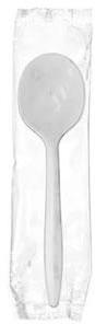 Medium Weight Wrapped Polypropylene Soup Spoons. White. 1000 count.