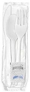 Medium Weight Polypropylene 6-piece Cutlery Kits. White. 250 count.