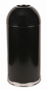 Open Top Dome Receptacle with Liner. 15 X 35 in. 15 gal. Black.
