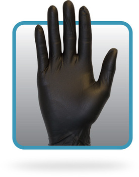 Gloves. Nitrile, Powder-Free, Black Color, Medical Grade, 4.3 MIL Large Size. 100 Gloves/Box, 10 Boxes/Case, 1,000 Gloves/Case.