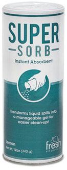 Super-Sorb Liquid Spill Absorbent, Powder, Lemon-Scent, 12 oz. Shaker Can, 6/Box, 24/Case