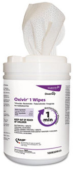 Oxivir 1 Disinfecting Wipes Canister. 6 X 7 in. 160 Wipes/Canister, 12 Canisters/Case.