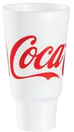 Dart J Cup® EPS Insulated Foam Pedestal Cups with Coca-Cola® Design. 44 oz. Red and White. 15 cups/sleeve, 20 sleeves/case.