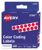 A Picture of product AVE-05790 Avery® Handwrite-Only Permanent Self-Adhesive Round Color-Coding Labels in Dispensers 0.25" dia, Red, 450/Roll, (5790)