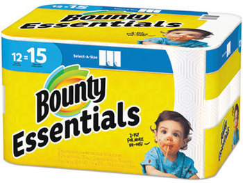 Bounty Essentials Select-A-Size 2 ply Paper Towels. White. 12 rolls.