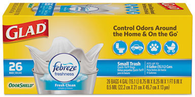 Buy Glad Febreze Fresh OdorShield Small Trash Bag 4 Gal., White