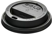 Solo Traveler® Cappuccino Style Plastic Dome Lids for Paper Hot Cups. Black. 1000 count.