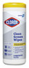 A Picture of product CLO-32246 CloroxPro Clean Screen Bleach-Free Wipes, 7 1/2 X 7 in. 6 count.