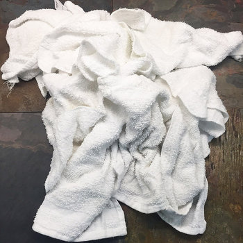 Economy Reclaimed White Terry Cloth Rags. 12" x 12". 50# box