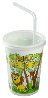 Kid's Cup Combo (Cup, Lid, Straw) with "Jungle Friends" Theme. 12 oz. 250 combos.