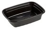 A Picture of product 964-899 AmerCareRoyal Rectangular Polypropylene Take Out Containers with Lids. 12 oz. 6 X 4 1/2 X 1 1/2 in. Black and Clear. 150 sets/case.