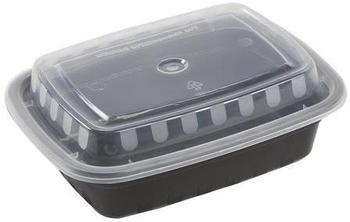 AmerCareRoyal Rectangular Polypropylene Take Out Containers with Lids. 12 oz. 6 X 4 1/2 X 1 1/2 in. Black and Clear. 150 sets/case.