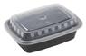 A Picture of product 964-899 AmerCareRoyal Rectangular Polypropylene Take Out Containers with Lids. 12 oz. 6 X 4 1/2 X 1 1/2 in. Black and Clear. 150 sets/case.