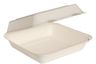 A Picture of product 964-897 Solo® Eco-Forward® Bagasse Carryout Hinged Lid Containers. 9 in. Ivory. 200 count.