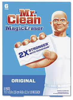 Mr Clean Magic Eraser Sponge. 2 3/10 X 4 3/5 X 1 in. White. 6/pack, 6 packs/case, total 36 count.