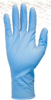 Gloves. Nitrile, Powder-Free, Blue Color, Medical Grade, Medium Size, 12" Long. 100 Gloves/Box, 10 Boxes/Case, 1,000 Gloves/Case.