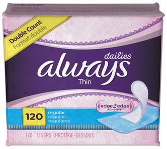 Always® Dailies Thin Liners, Regular, 120/pack, 6 Pack/carton