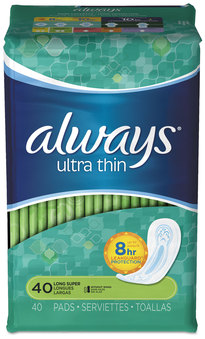 Always® Ultra Thin Pads, Super Long, 40/pack, 6 Pack/Case