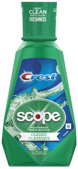 Crest® + Scope Mouth Rinse, Classic Mint, 1 Liter Bottle, 6 Bottles/Case.