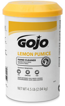 GOJO® Waterless Creme Pumice Hand Cleaner. 4.5 lb. Lemon scent. 6 canisters.