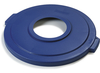 A Picture of product 963-701 Bronco™ Round Recycle Container Lid with 8 inch Hole. 44 gal. Blue.