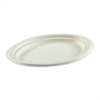 Small Compostable Heavy Fiber Platters. 10.25 X 7.75 in. White. 500 count.