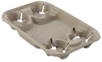 Huhtamaki StrongHolder® Molded Fiber Cup/Food Tray for 4 Cups. 8-22 oz. 250 count.