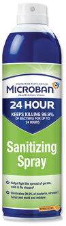 Microban 24-Hour Disinfectant Sanitizing Spray, Citrus, 15 oz Aerosol Can 6/Case