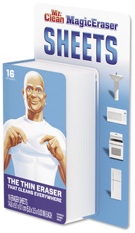 Mr. Clean® Magic Eraser Sheets. 3 1/2 X 5 4/5 X 0.03 in. White. 16 sheets/pack, 8 packs/case.