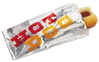 Foil Single-Serve Hot Dog Bags. 3.5 X 8.5 in. 1000 count.