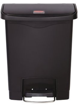 Rubbermaid® Commercial Slim Jim® Resin Front Step Style Step-On Container. 8 gal. Black.