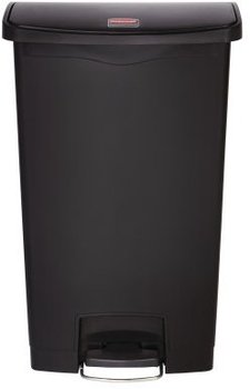 Rubbermaid® Commercial Slim Jim® Resin Front Step Style Step-On Container. 18 gal. Black.