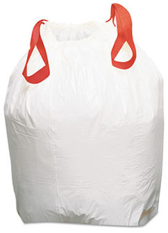 Boardwalk® Drawstring Low-Density Can Liners. 0.8 mil. 13 gal. 24.5 X 27.4 in. White. 100 count.