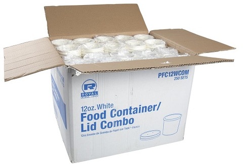 12 OZ WHITE PAPER FOOD CONTAINER AND LID COMBO, 1/250 – AmerCareRoyal