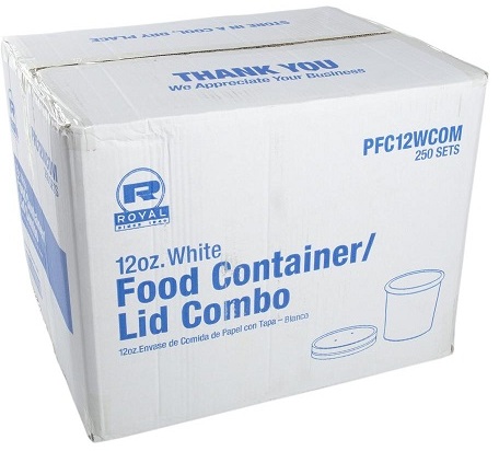 12 OZ WHITE PAPER FOOD CONTAINER AND LID COMBO, 1/250 – AmerCareRoyal