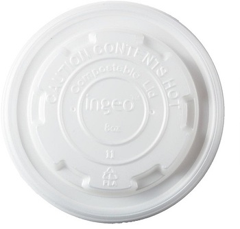 AmerCareRoyal CPLA Compostable Lids for 8 oz Containers. White. 1000/case.