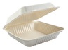 A Picture of product RPP-HL91 AmerCareRoyal Large Hinged Lid Compostable Containers. 9 x 9 x 3.19 in. 200/case.