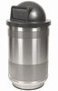 A Picture of product 963-759 Stadium Series Receptacle Perforated 35 Gallon Stainless Steel, Plastic Liner, Dome Top