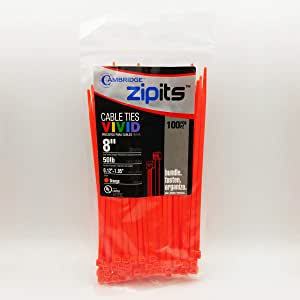 Cambridge ZipIts Standard Duty Cable TiesZip Ties. 8 in. 50 lb. Orange. 100 count.