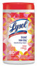 A Picture of product CLO-97181 LYSOL® Brand Disinfecting Wipes. 7 X 8 in. Brand New Day Mango and Hibiscus scent. 80 Wipes/Canister, 6 Canisters/Carton.