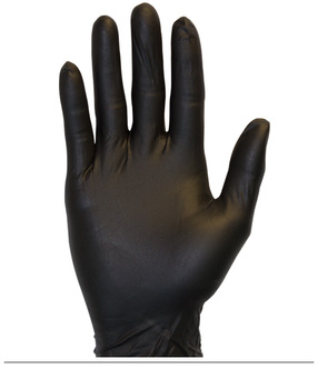 Gloves. Nitrile, Powder-Free, Medical Grade, Black Color. Size Small. 100 Gloves/Box, 10 Boxes/Case, 1,000 Gloves/Case.