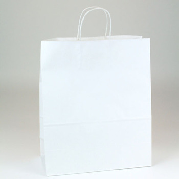 Paper Shopping Bag with Handles.  13" x 7" x 17.".  White Color. 250 Bags/Case.