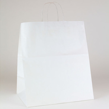 Paper Shopping Bag with Handles. 14" x 10" x 15".  White Color.  200 Bags/Case