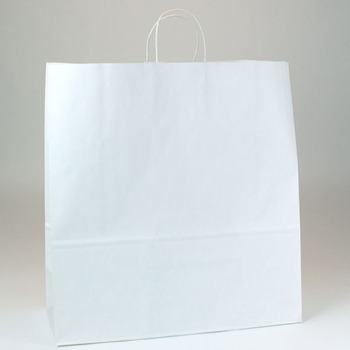 Paper Shopping Bag with Handles.  51#.  18" x 7" x 19".  White Color.  200 Bags/Case.