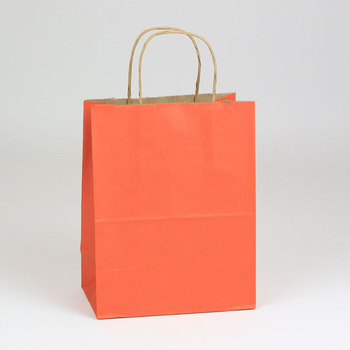 Paper Shopping Bag with Handles, 8" x 4-3/4" x 10-1/2", Terra Cotta Color, 250 Bags/Case.
